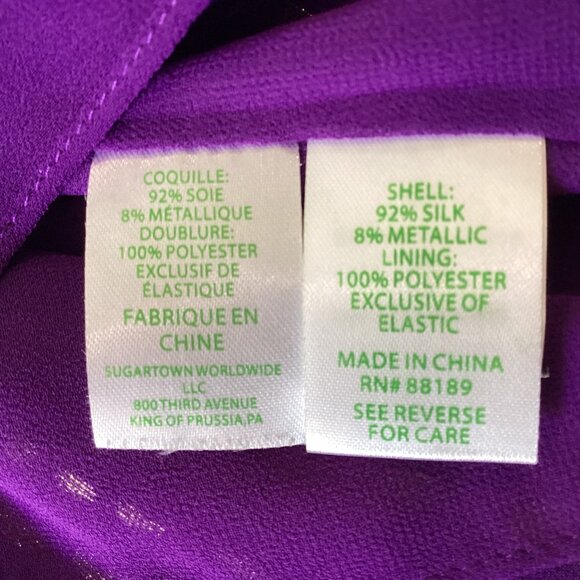 Lilly Pilitzer Idina Silk Top Size S Purple Party Resortwear Metallic Shimmer - Picture 6 of 11